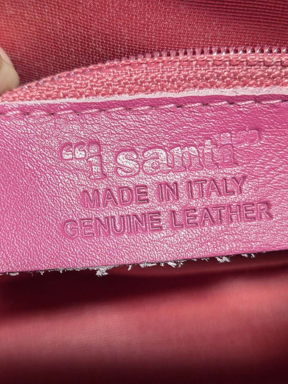 I Santi Italian Leather Croc-Embossed With Pink Interior Vintage Purse (90's) - Picture 9 of 12